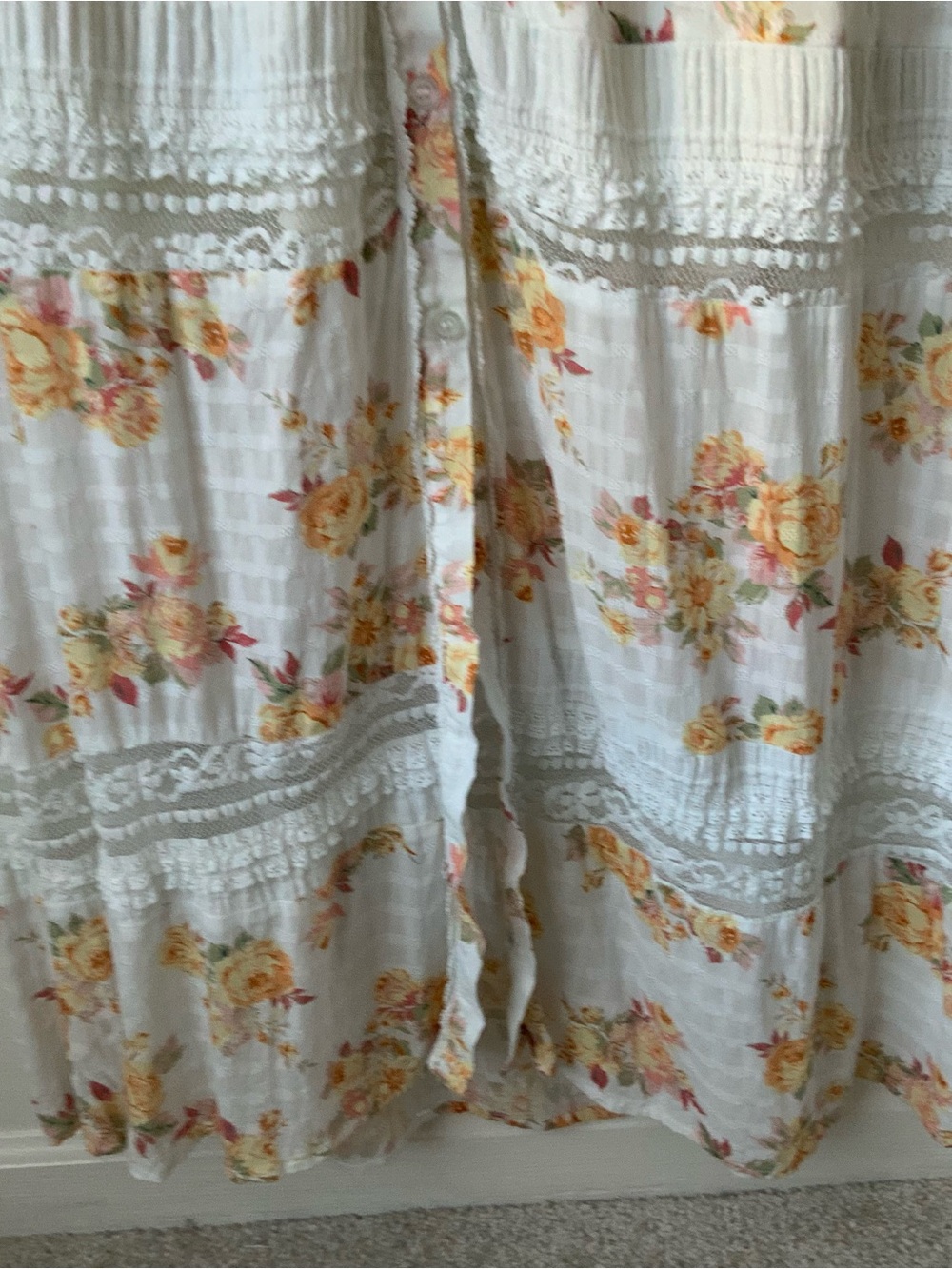 AUDREY PARKS FRANCESCA’S Floral Maxi Dress in Cream and Yellow - Boho V-Neck - Picture 7 of 13